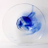 Vintage Bormioli Rocco Blue Swirl Glass Bowl, Mid-Century Italian Art Glass