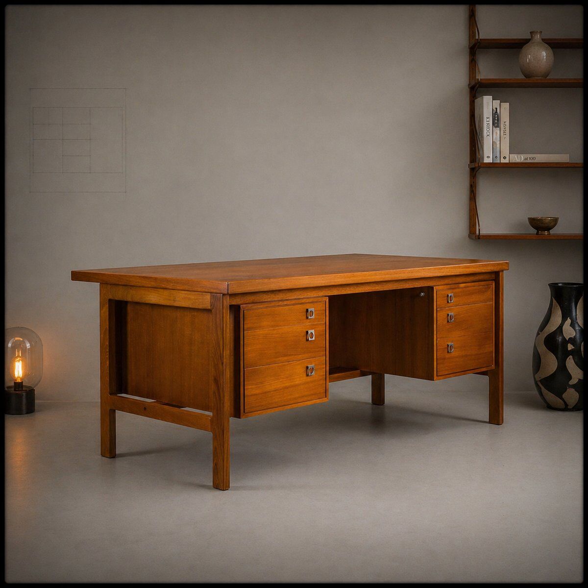 Bureau exécutif danois en teck par Arne Vodder pour H.P. Hansen, années 1960
