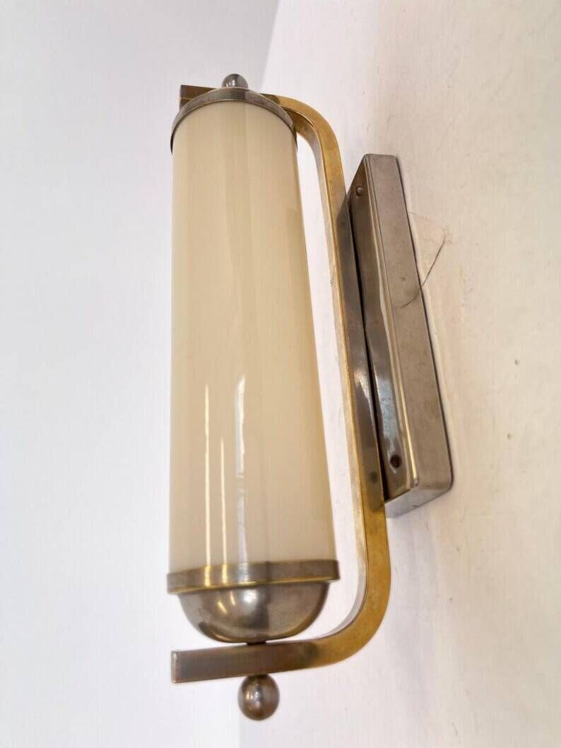Bauhaus Chrome and glass Wall Lamp, 1930s - Czechoslovakia