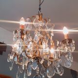 Nineteenth century chandelier with bronze and crystal grapevines.