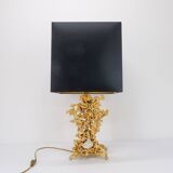 Hollywood Regency lamp base in exploded bronze and quartz Claude Victor Boeltz 1980