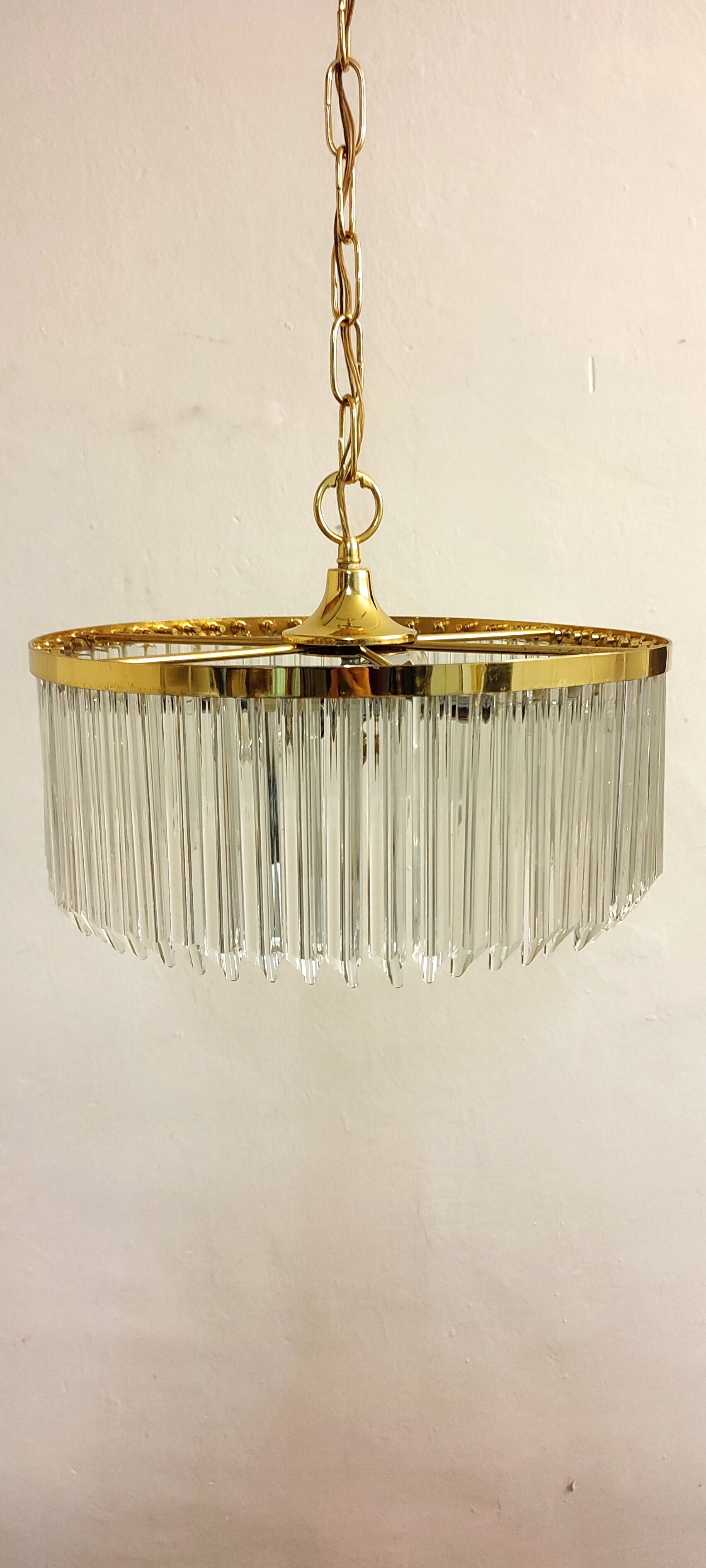 Lamp "Venini" with circular glass ceiling. Italy 1970s.