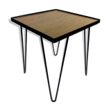 1950 oak and black metal side table