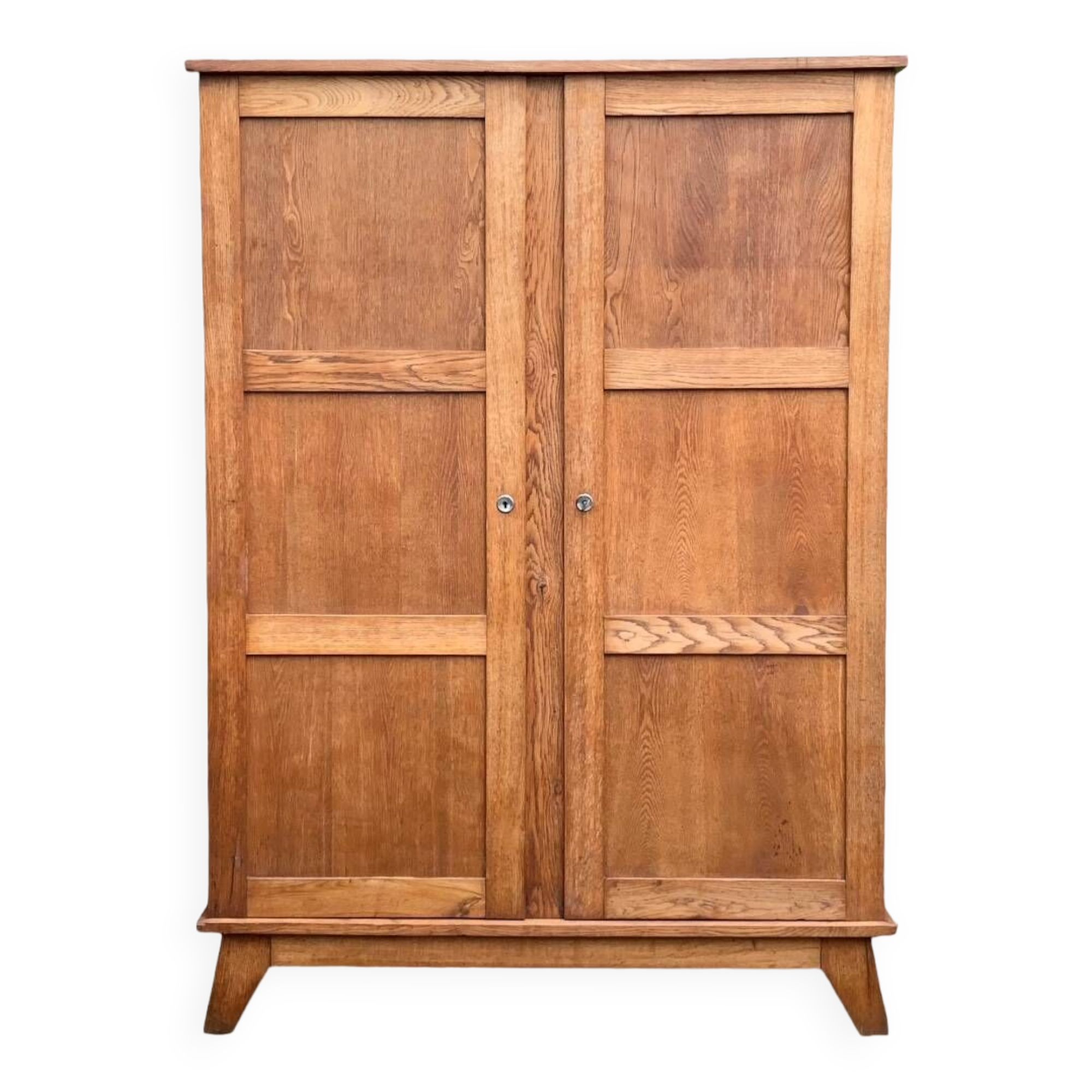 Solid oak compass foot cabinet René Gabriel 1945