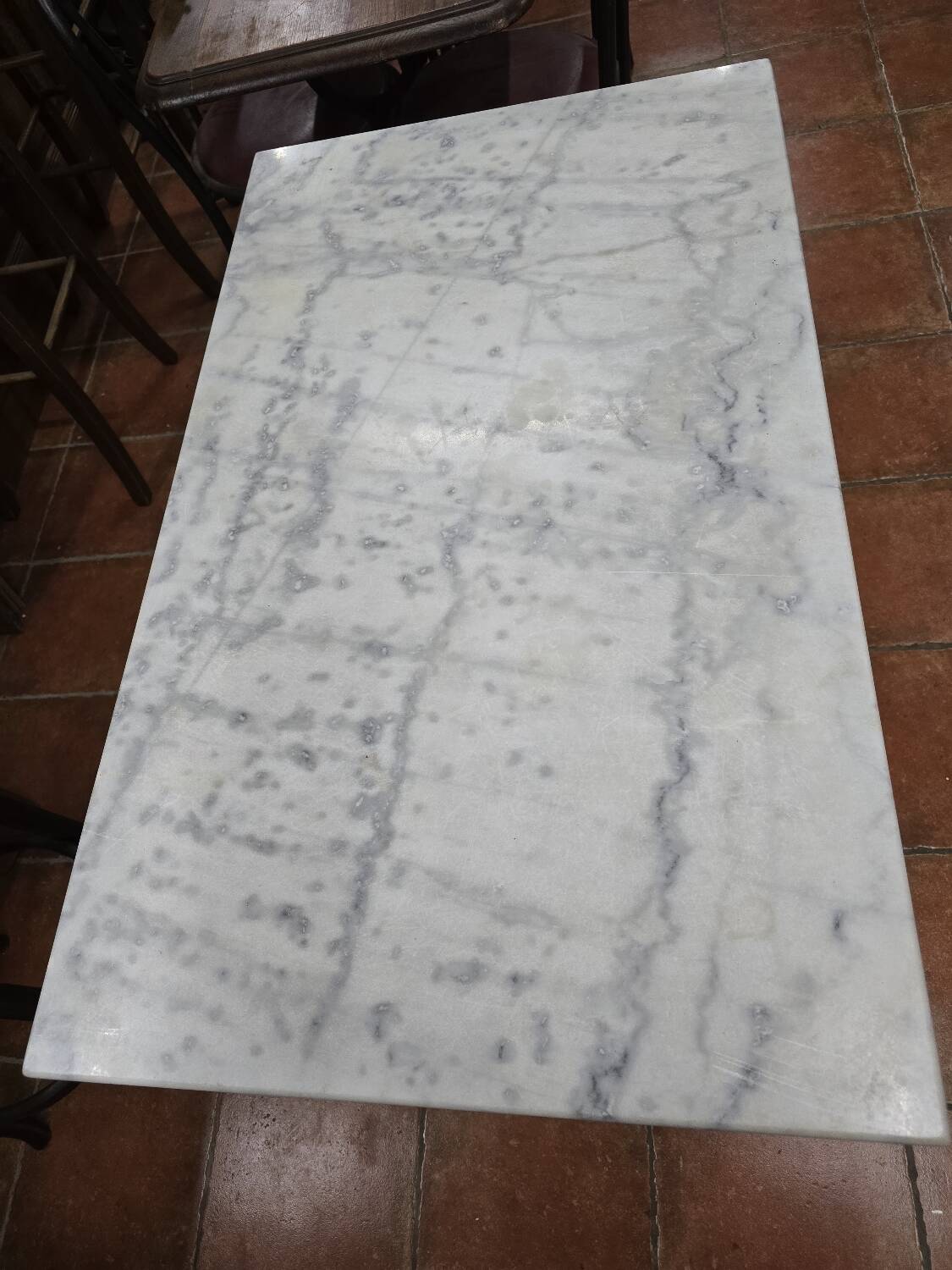 Cast iron bistro table with marble top