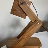 Lampe cocotte articulée en bois de pin 1970