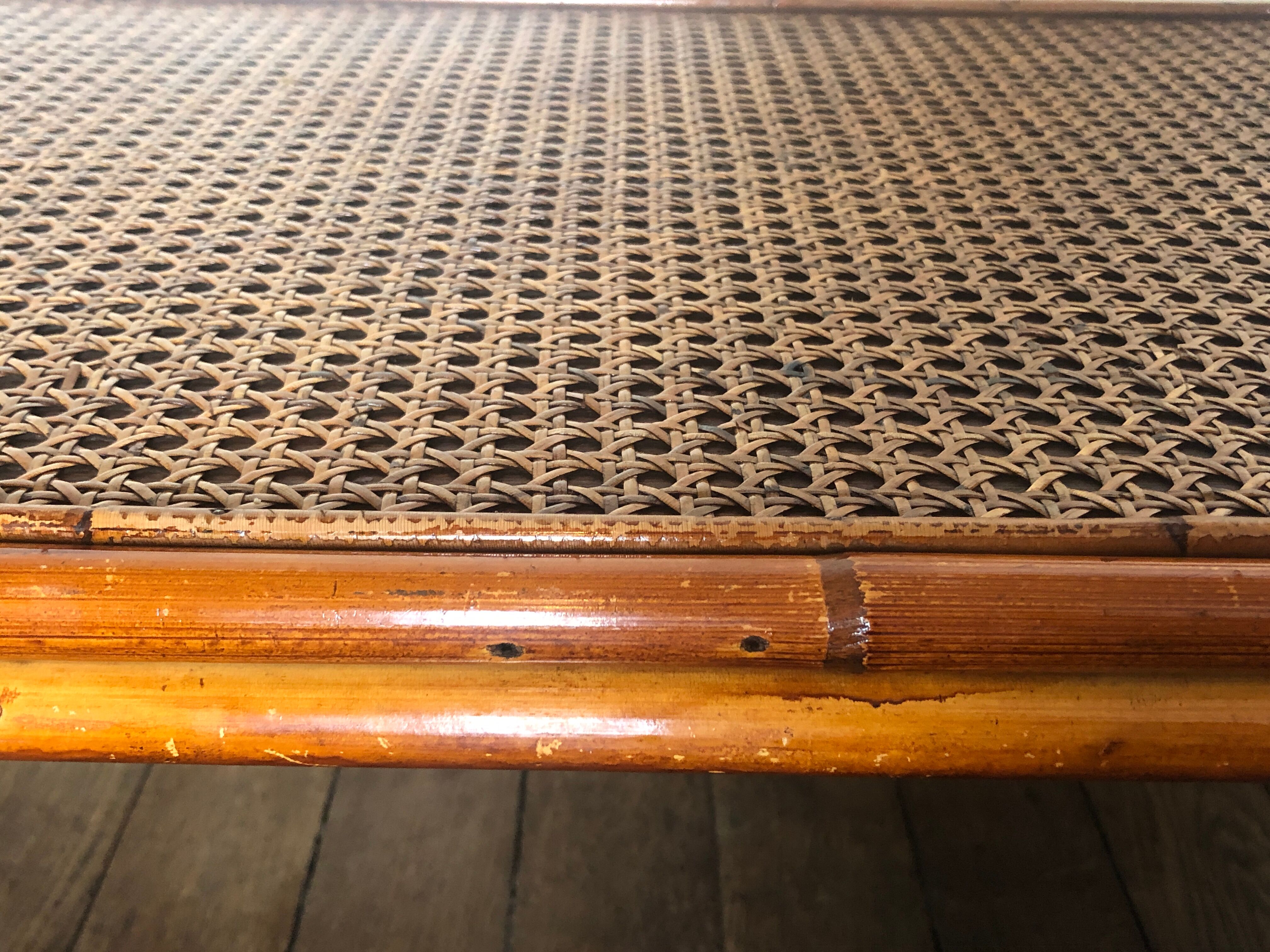 Table low rectangular rattan and caning