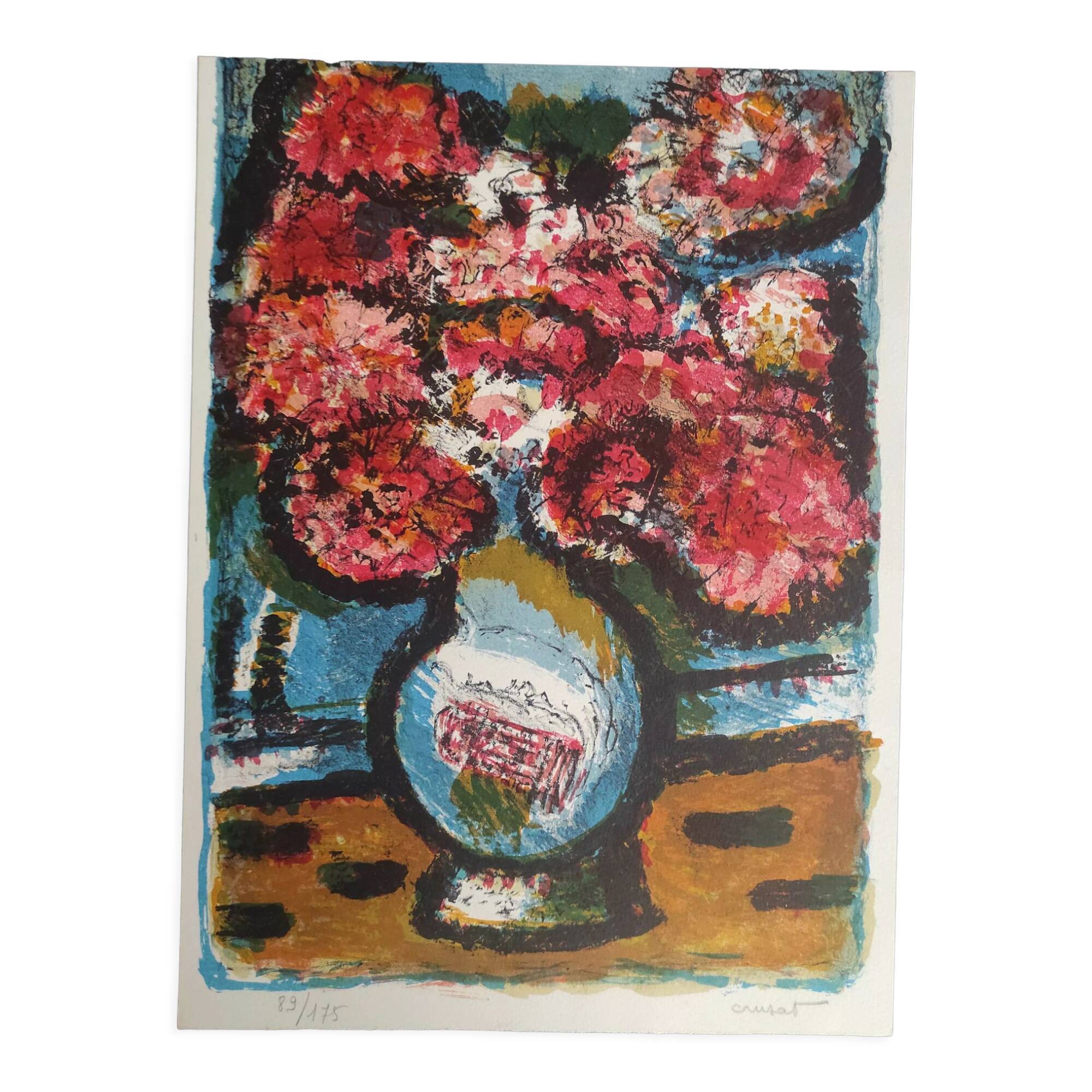 The bouquet - Hand-signed lithograph - Roger Crusat - 89/175