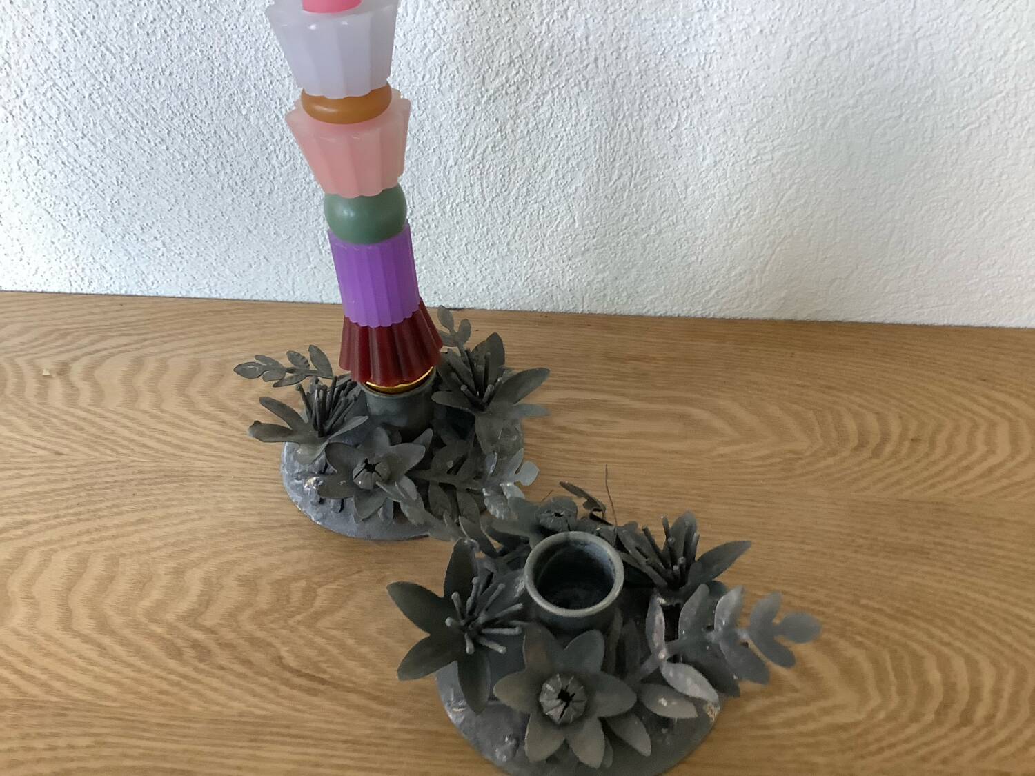 2 vintage flower candle holders
