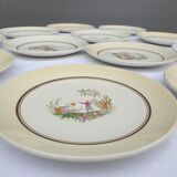 Set 12 plates Gien 1960 Japanese gardens variations in minor yellow