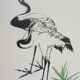 Mokuchu URUSHIBARA: Japanese print, The White Herons, Woodblock print