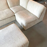 Modular corner sofa white pluche 7 elements