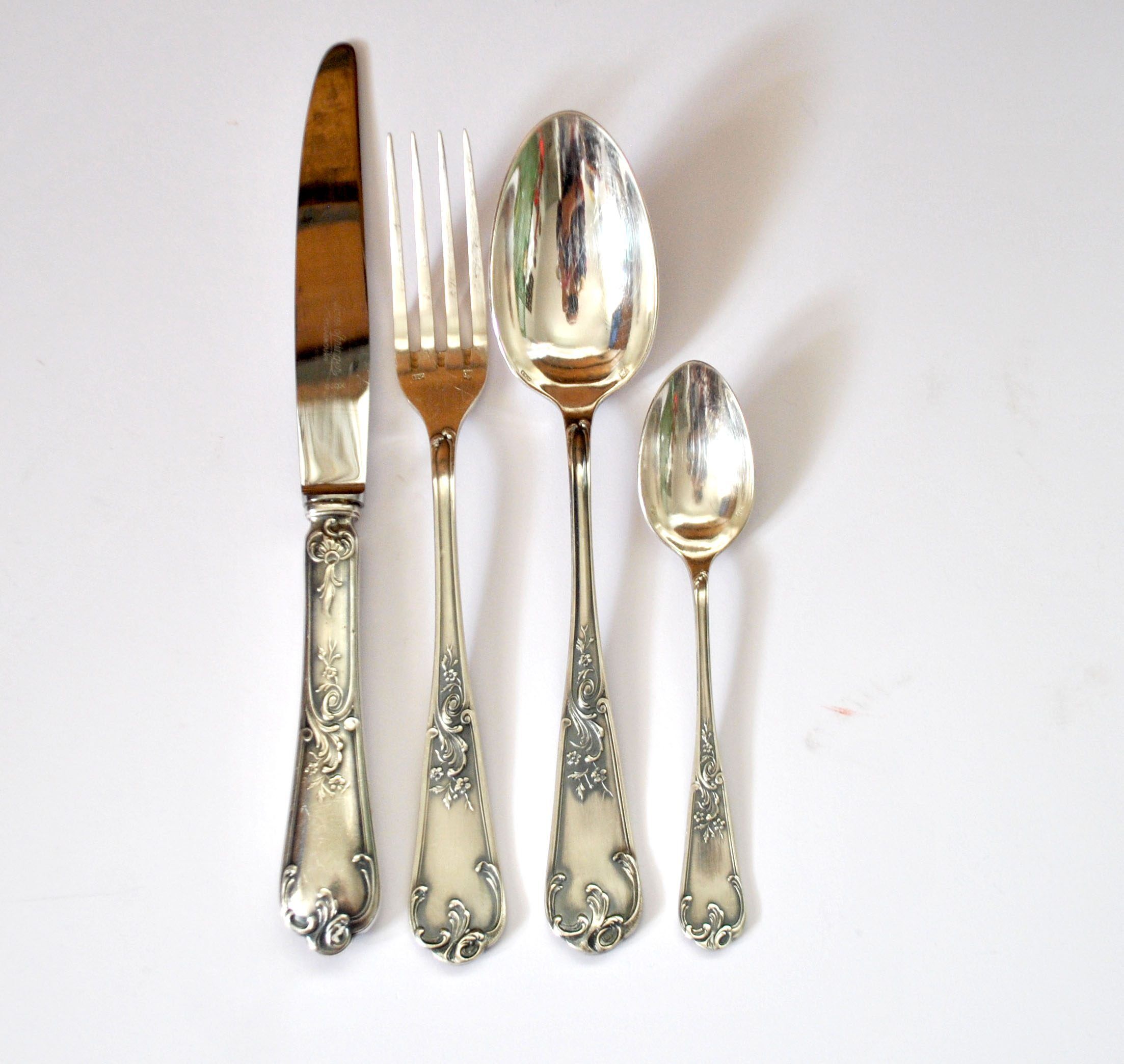 Deetjen cutlery set 48 silver-plated Louis XV rocaille table cutlery no. 25 Marly