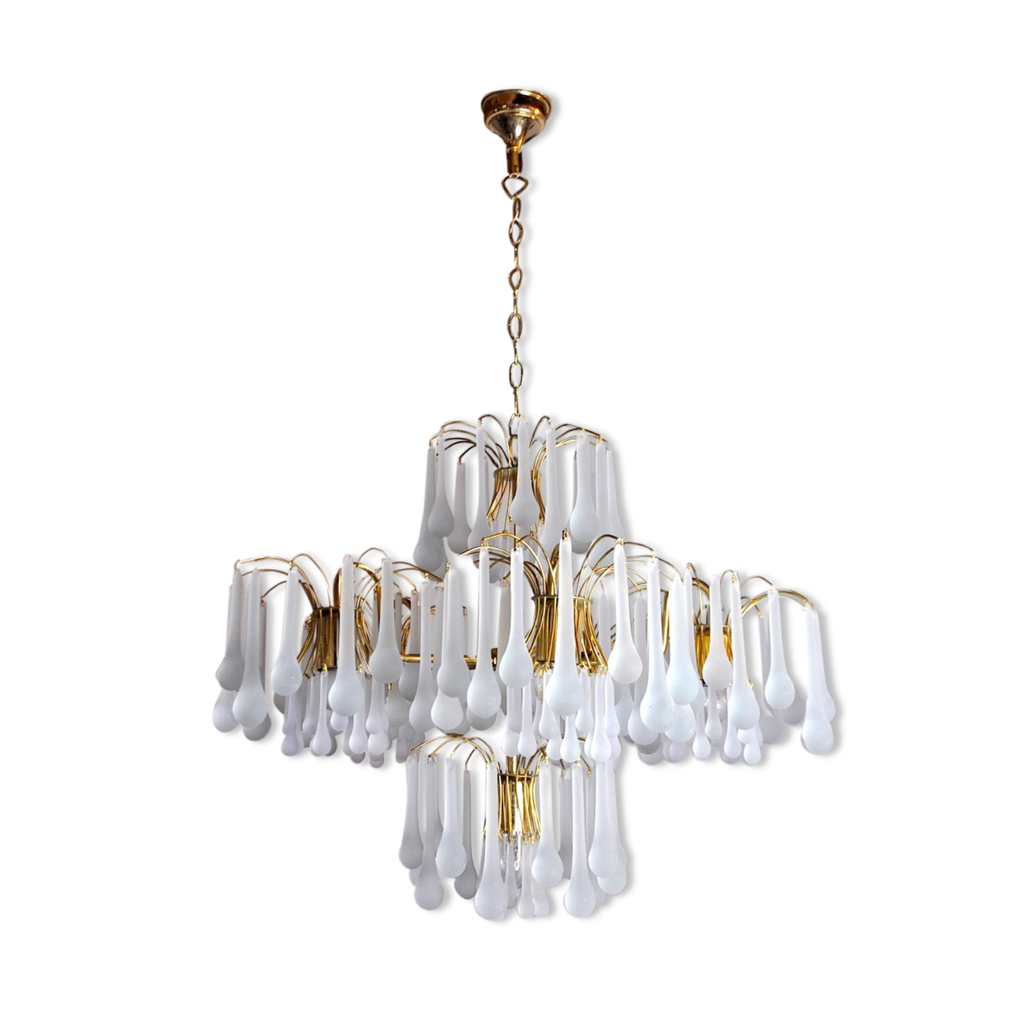Chandelier gouttes by Venini, 5 arms, murano glass, italy, 1960