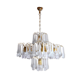 Lustre gouttes par Venini, 5 bras, verre de murano, italie, 1960