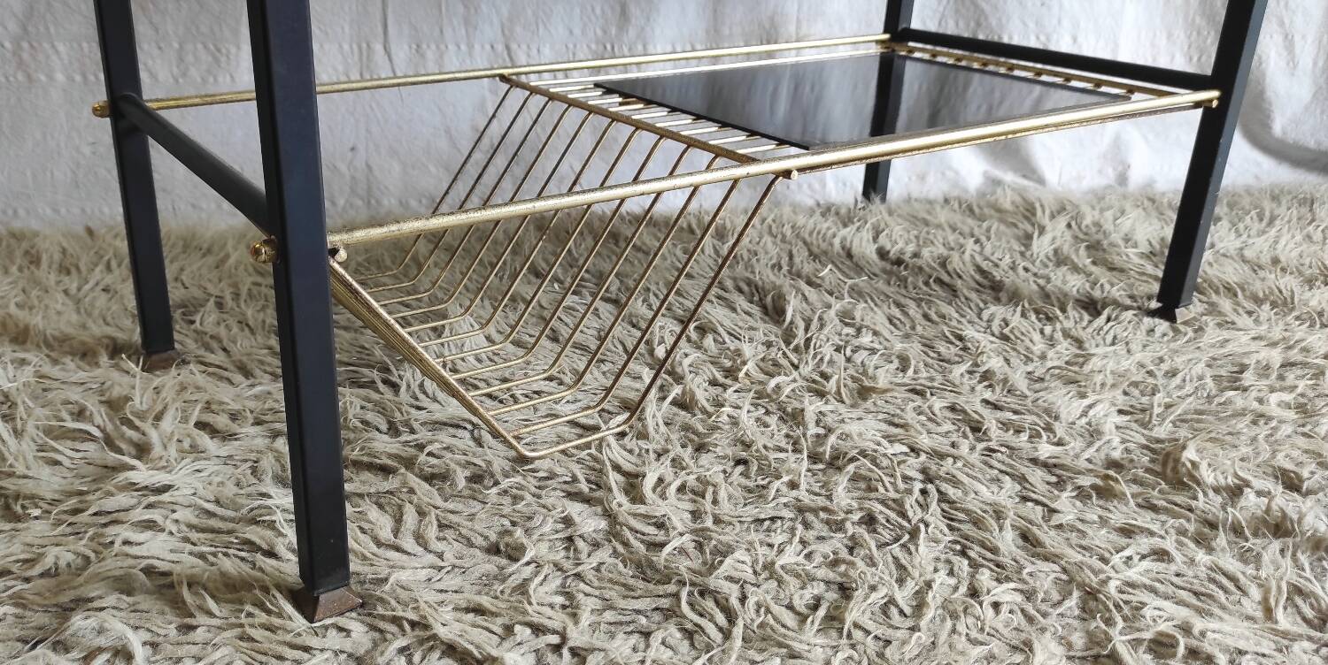 Modernist coffee table in metal and smoked glass - 50s/60s