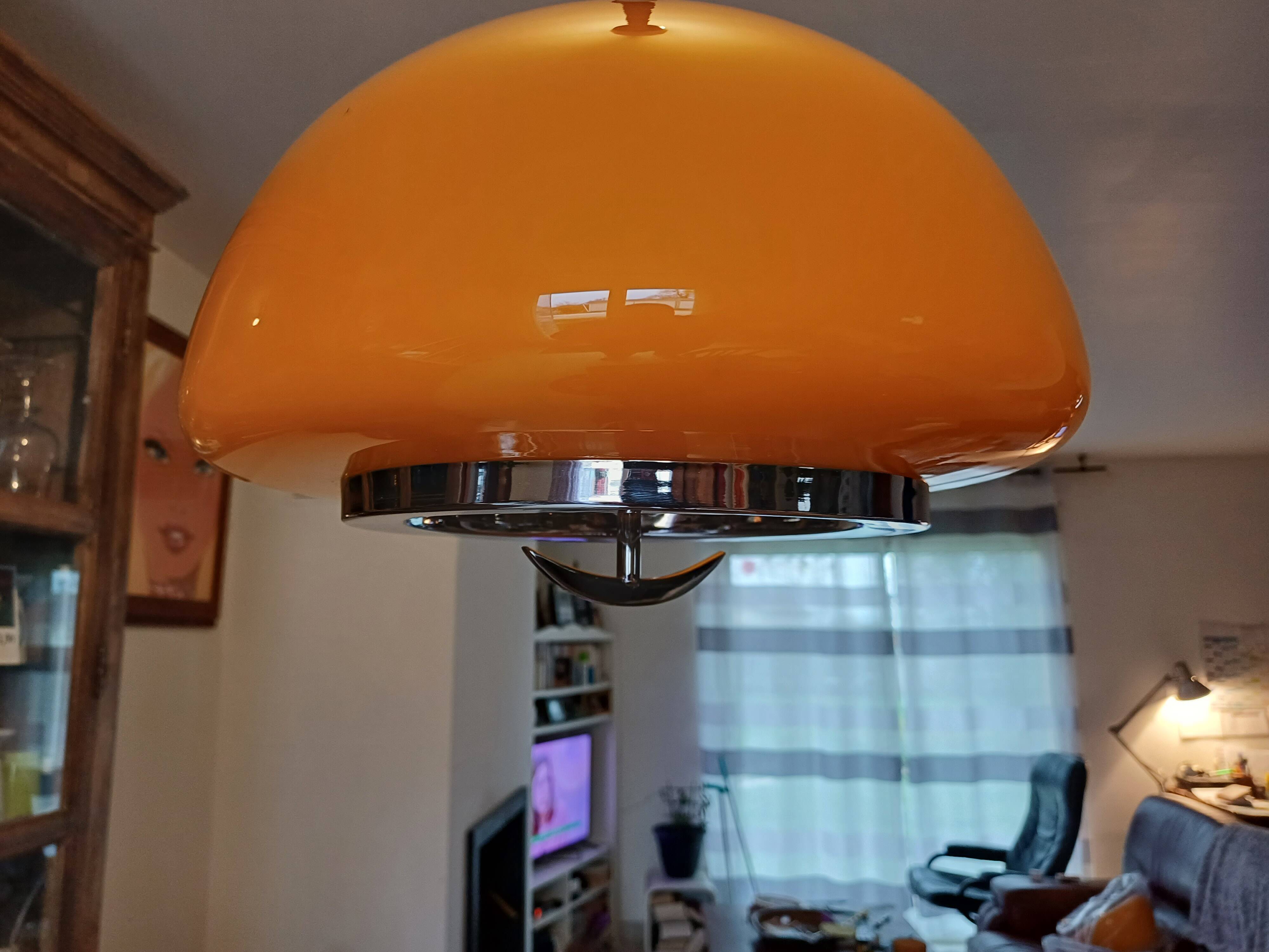 Vintage opaline orange pendant lamp “viro”