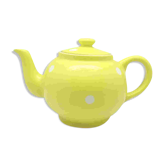 Théière vintage en porcelaine jaune à pois blancs