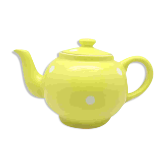 Vintage yellow porcelain teapot with white polka dots