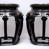 Pair of stools or side tables painted and lacquered wood - period: twentieth century