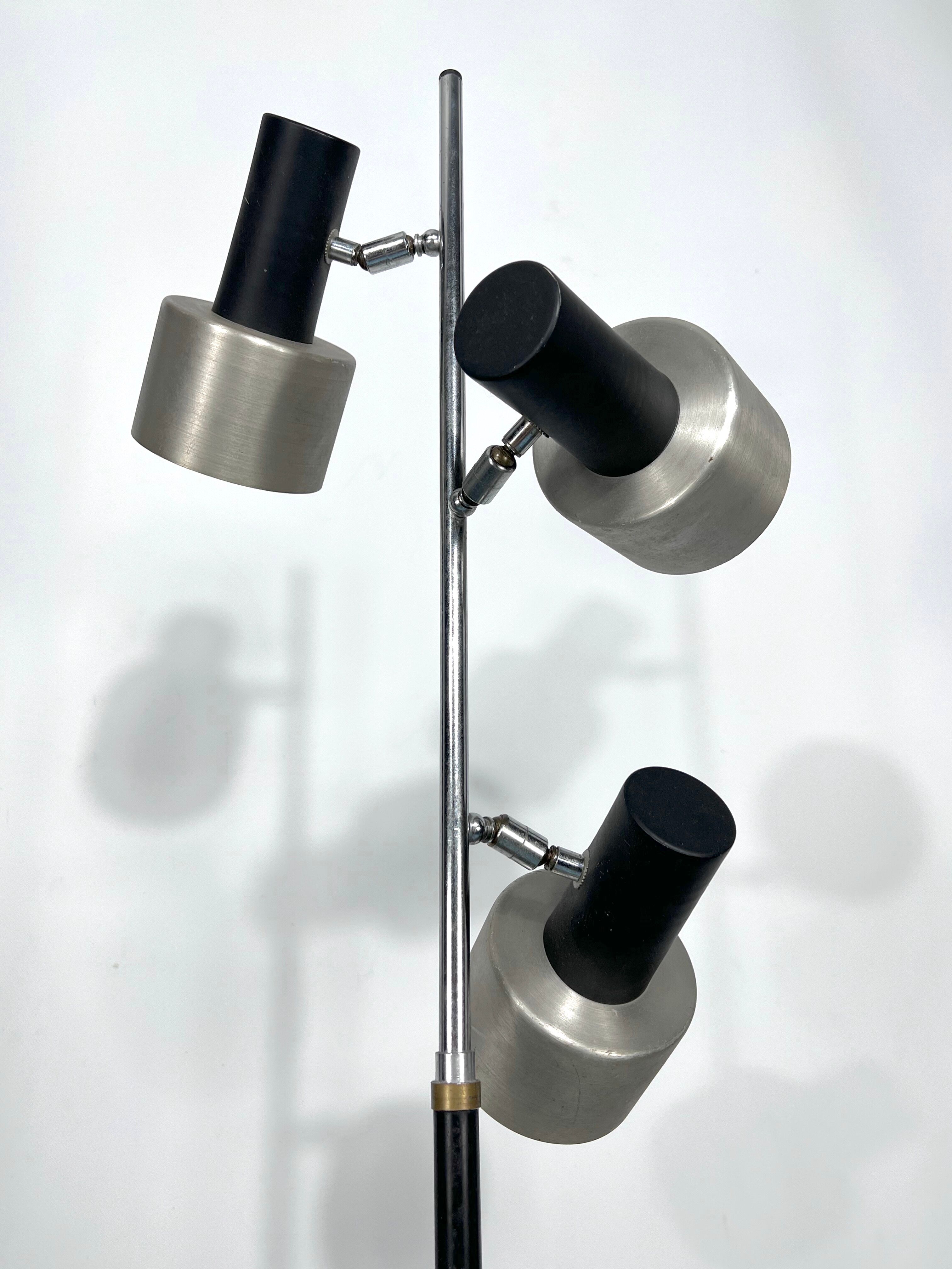 Marble and Metal three arms floor lamp Italy 1960s
