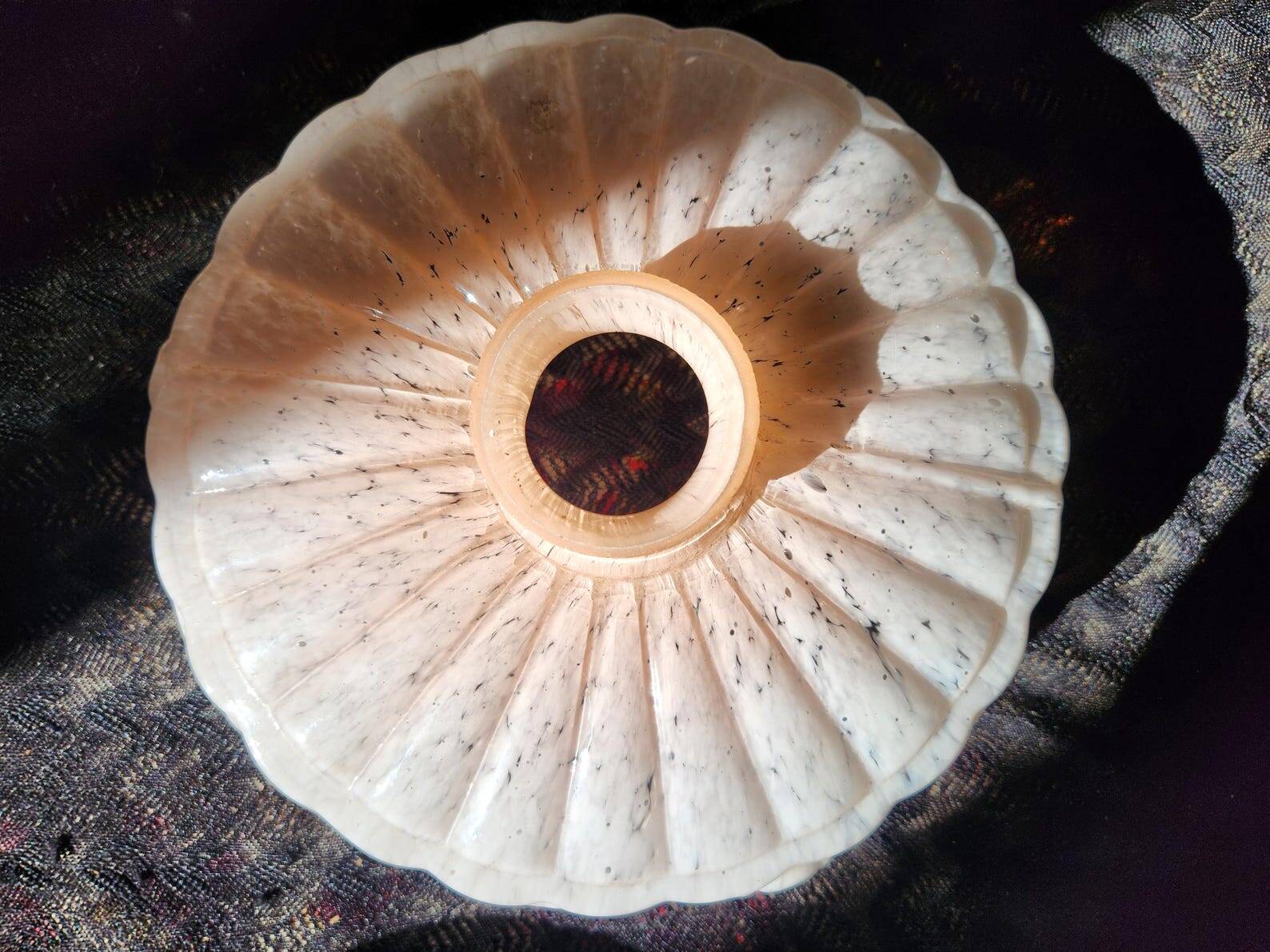 Art Deco Pink Opaline Glass Suspension Lamp Shade Rose Detail