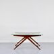 Table basse italienne en acajou, laiton et verre