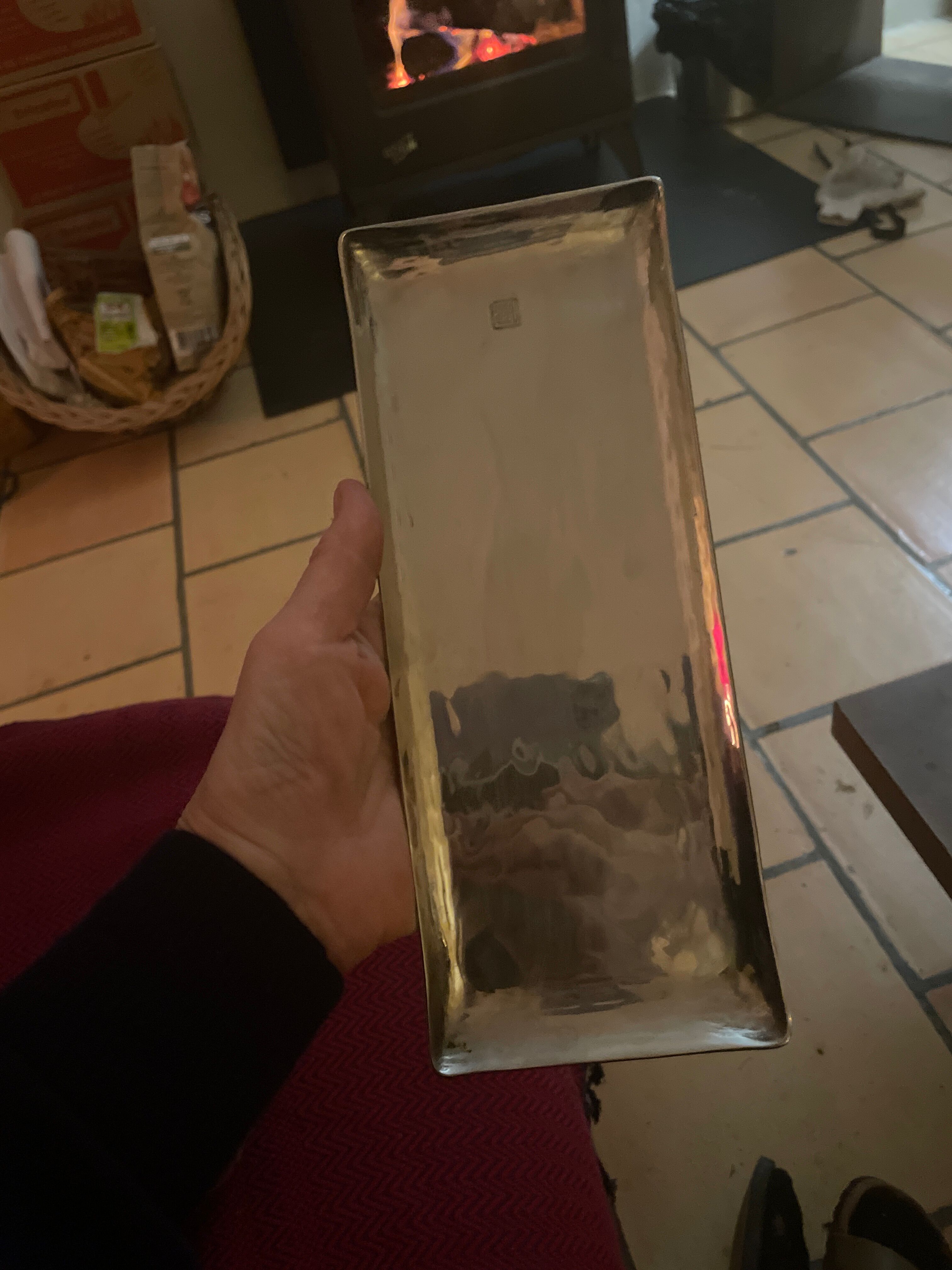 Empty silver metal pocket