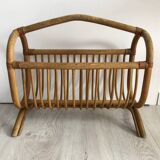 Vintage rattan magazine rack