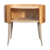 Table de chevet marqueterie de paille