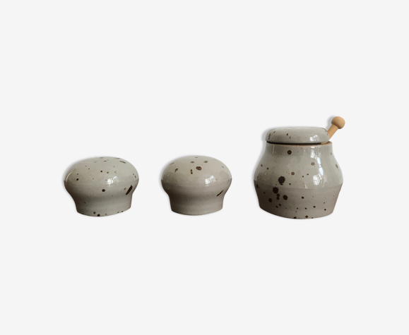 Set sel, poivre et moutarde Le grès Veritable France 1970
