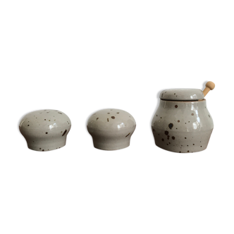 Set salt, pepper and mustard Le grès Veritable France, 1970