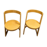 2 chaises design Halfa en hêtre jaune
