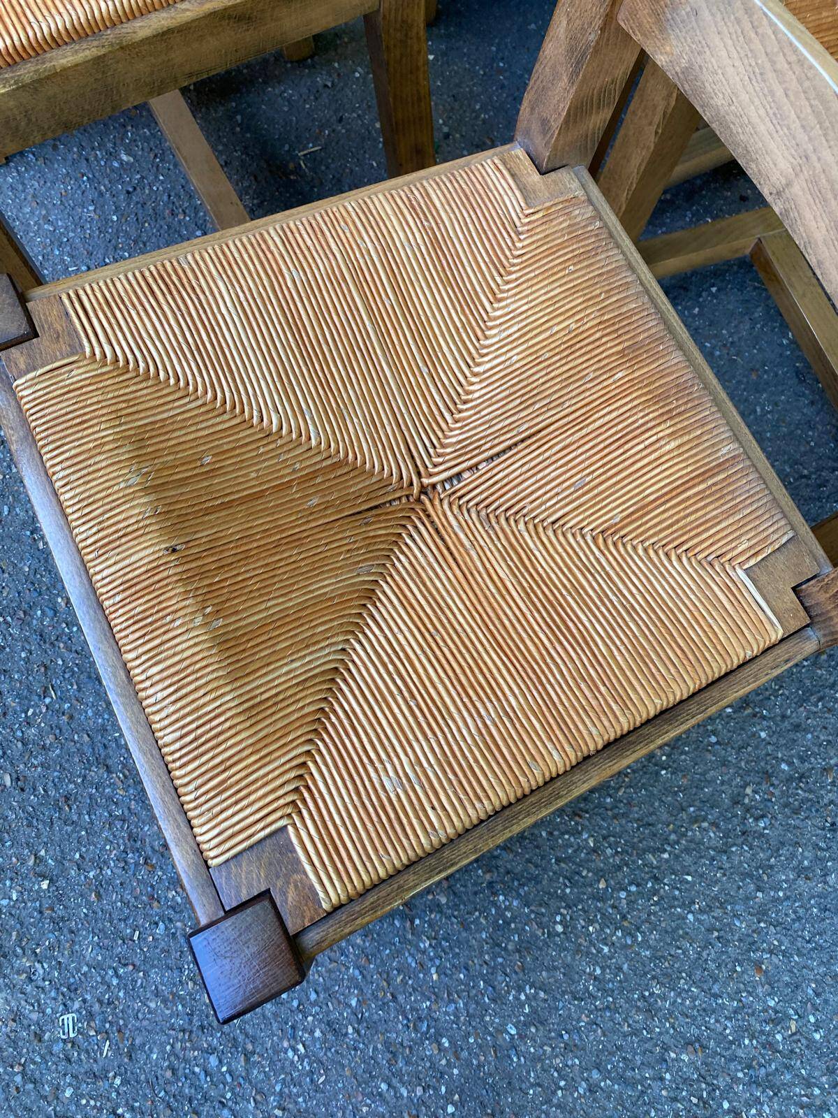 6 Baumann Scandinavian chairs in solid wood and straw