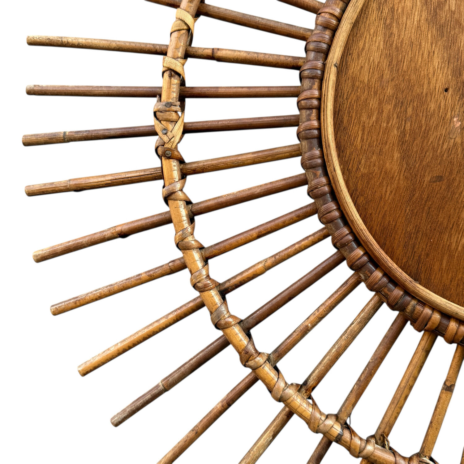 1960s Rattan Sun Mirror France