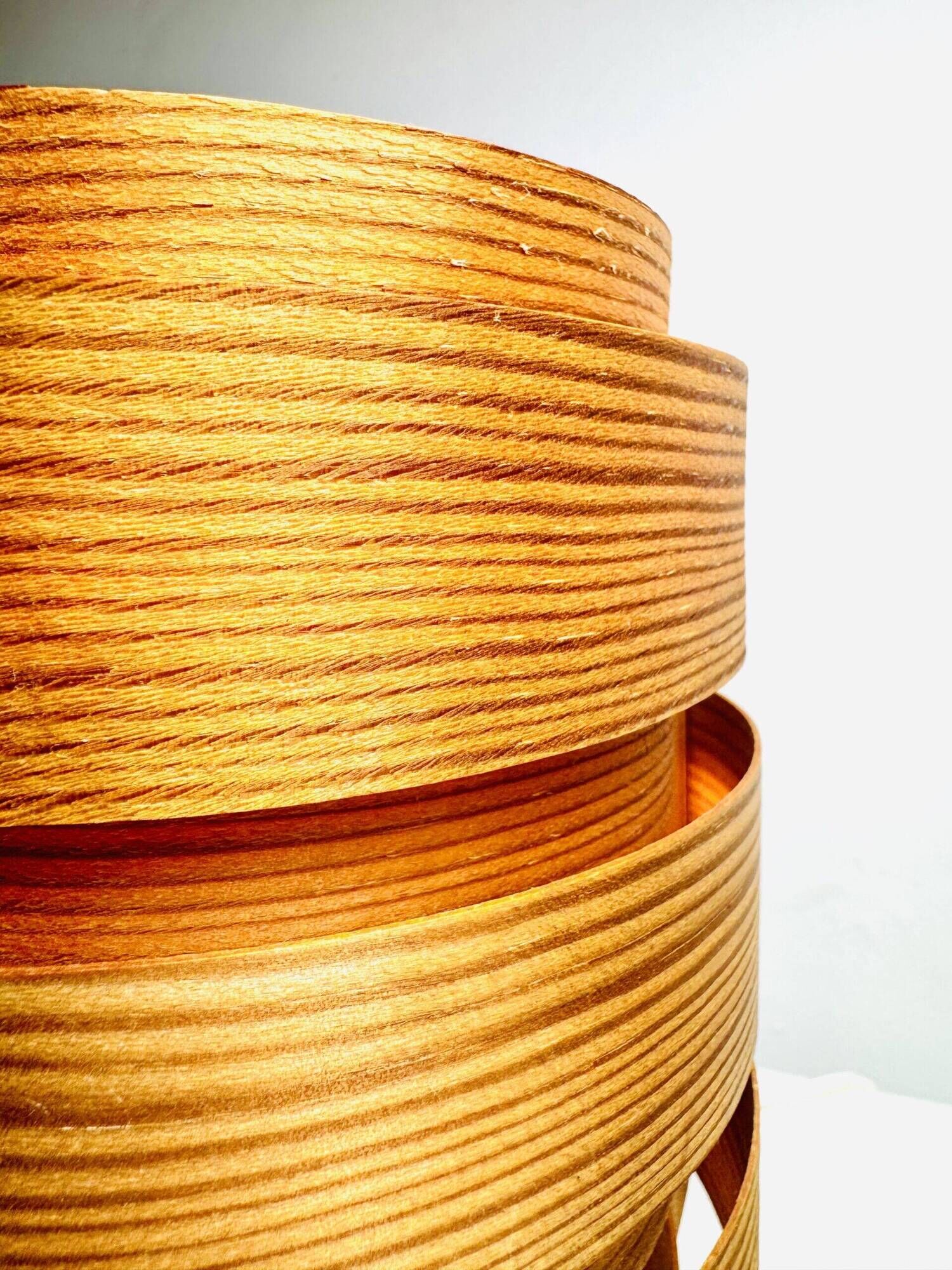 Cylindrical Pine Veneer Table Lamp By Hans-Agne Jakobsson For Ab Ellysett, Sweden 1960S