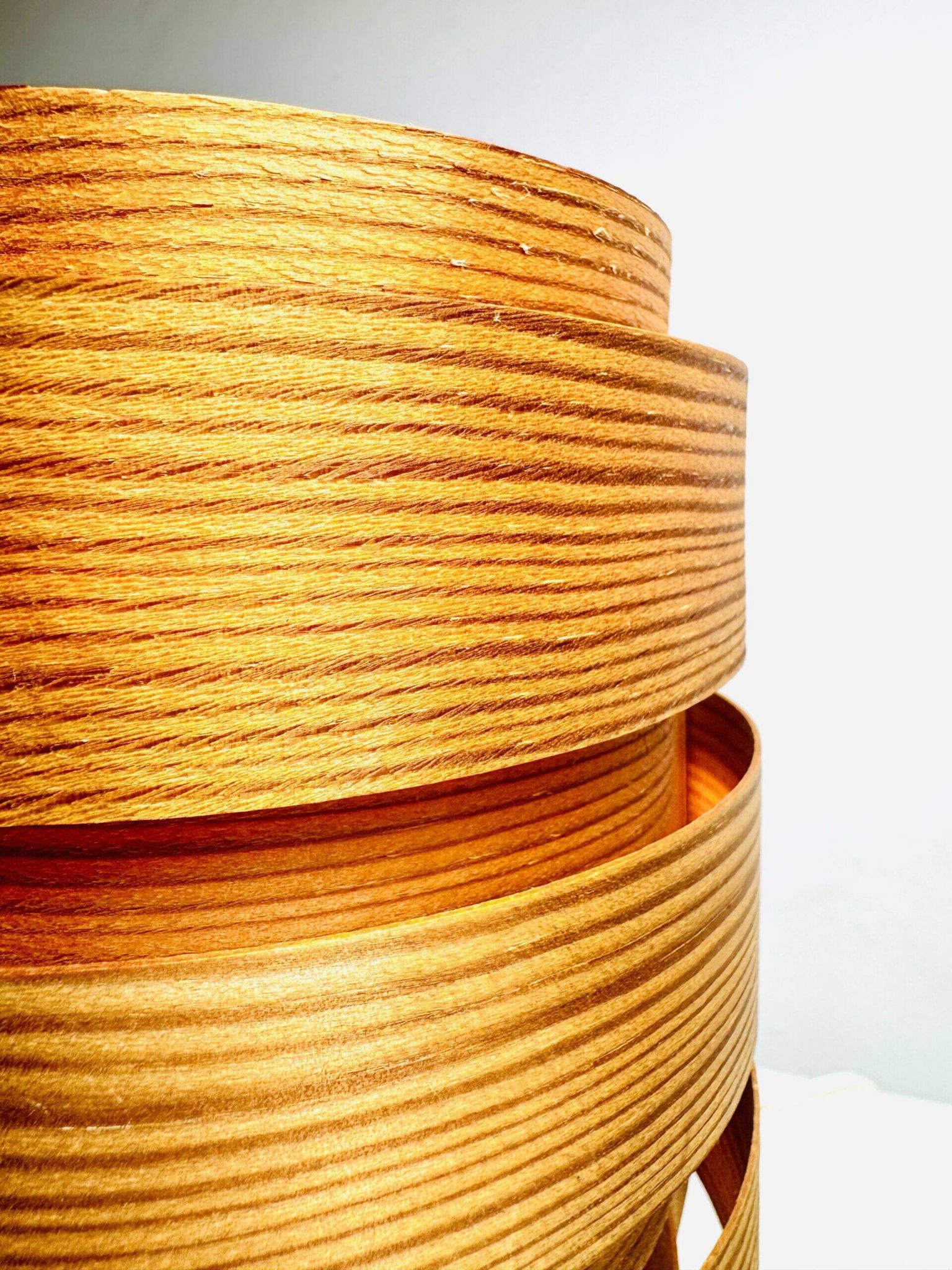 Cylindrical Pine Veneer Table Lamp By Hans-Agne Jakobsson For Ab Ellysett, Sweden 1960S