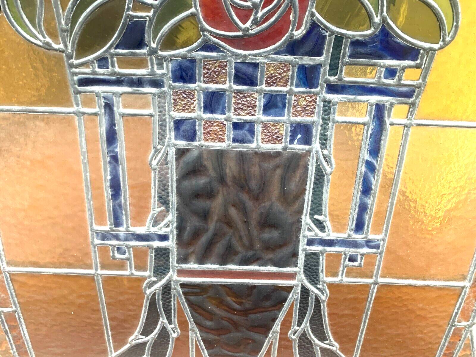 20th century Art Deco stained glass panel