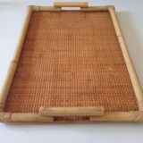 Vintage rattan serving tray