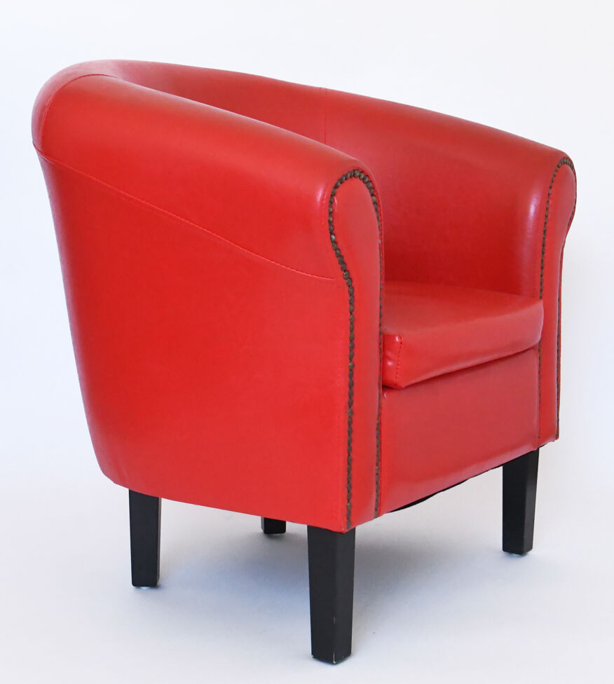 Paire de fauteuils en simili-cuir rouge vintage | Selency