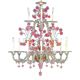 Luxury Pink and Transparent Venetian Murano Glass Chandelier