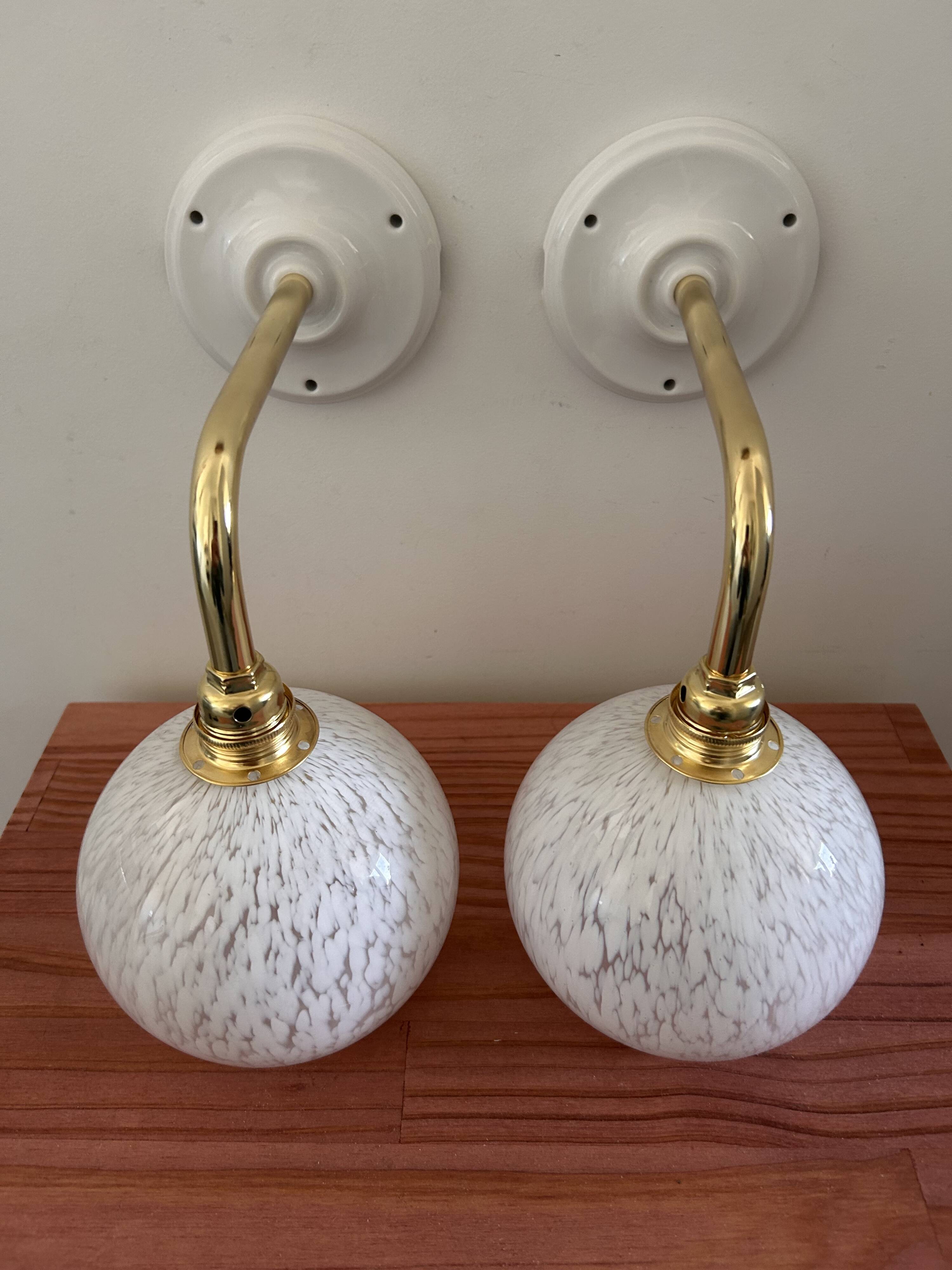 Pair of white wall lights