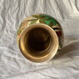 Vintage brass vase with cloisonné enamel floral decoration