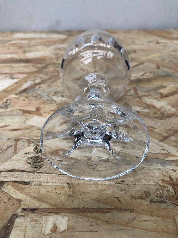 Serie de 6 verres à pied cristal taillé XXème vintage