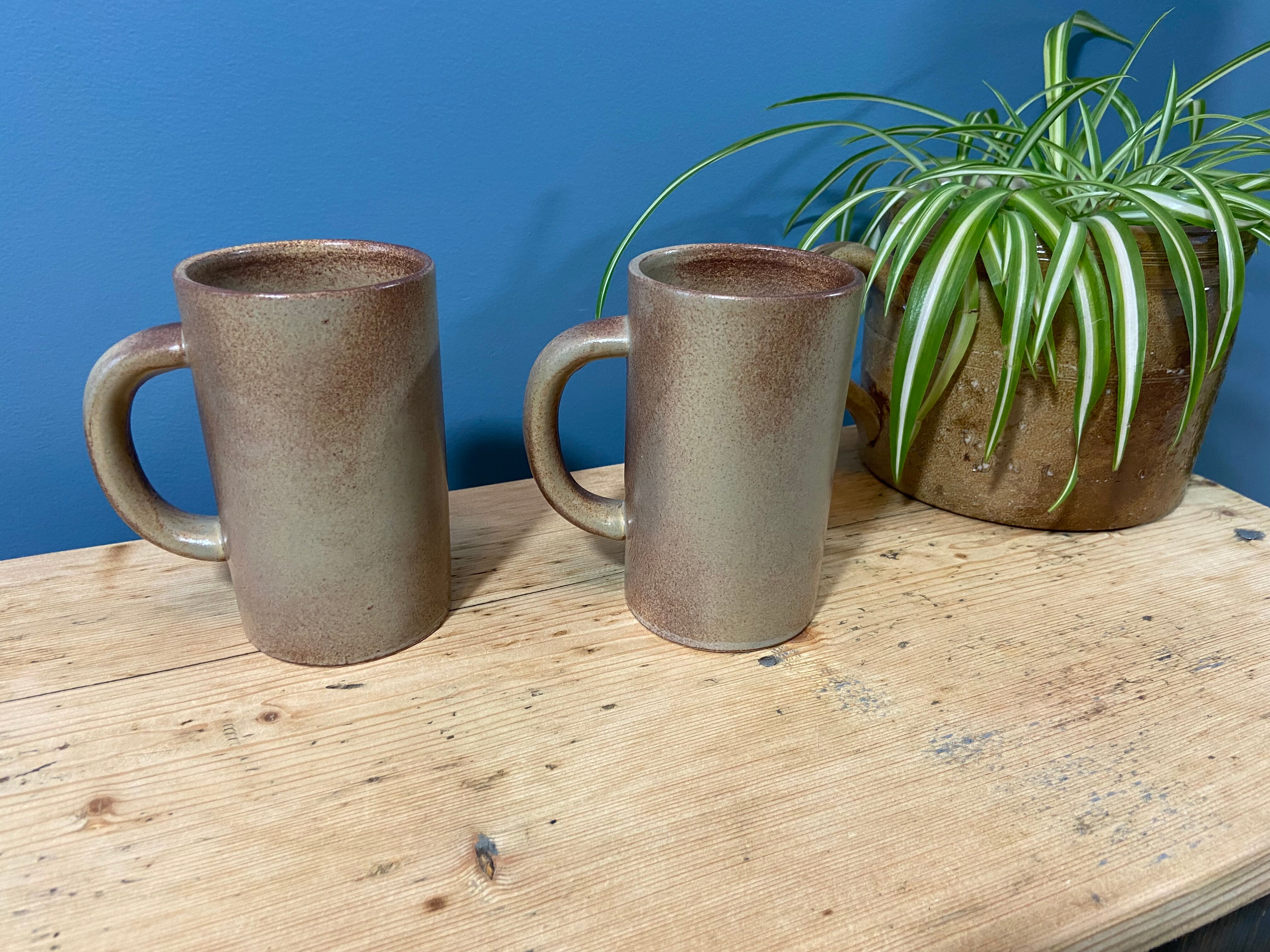 Pair of vintage stoneware mugs