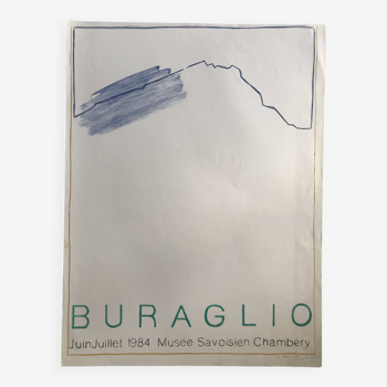 Pierre buraglio, musée savoisien, chambéry, 1984. affiche originale en couleurs