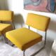 Pair of 70s low chairs with chrome tubing