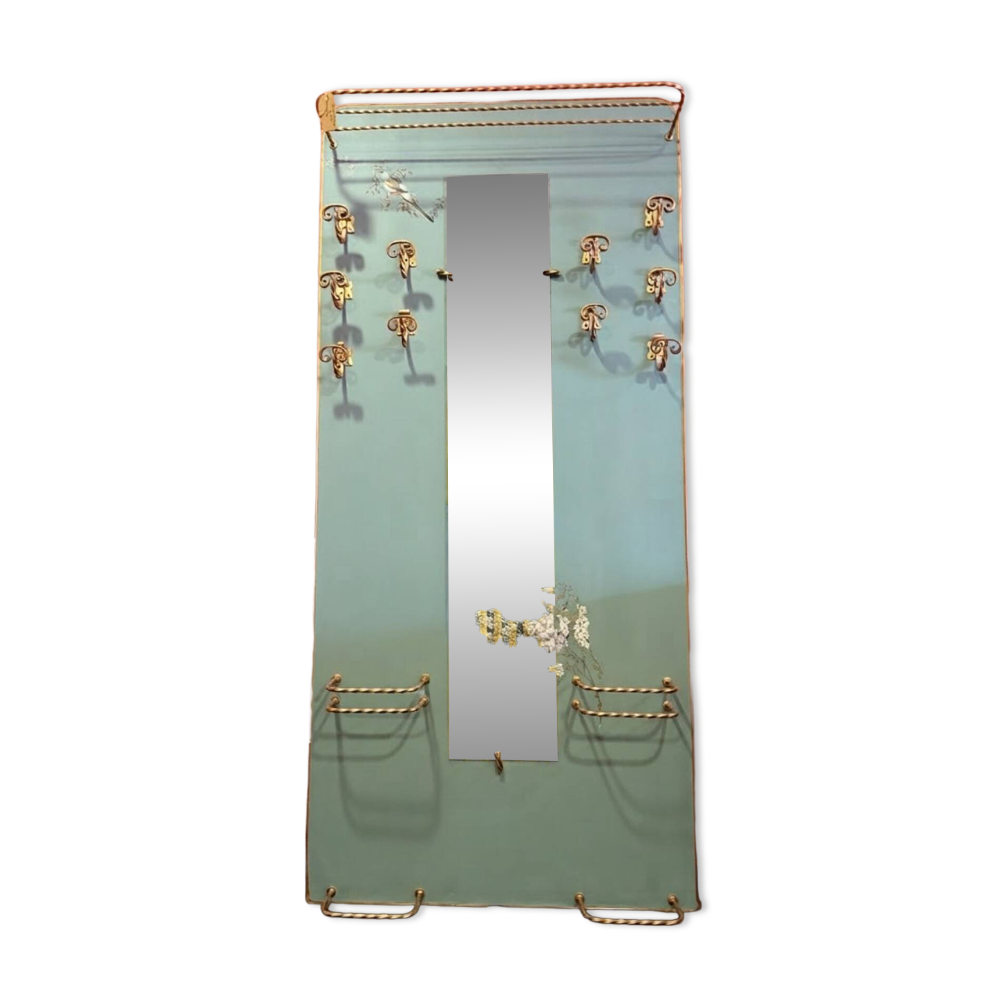 Vestiaire d'entrée mural vintage avec miroir et patères