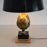 Vintage artichoke gold table lamp 1970