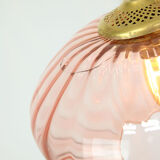Mid Century Brass and Glass Crooked Pendant Lamp